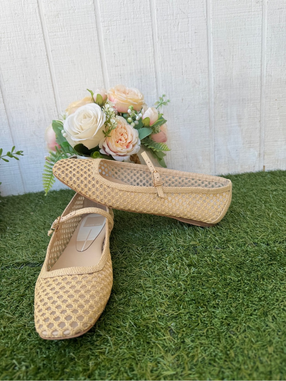 DOLCE VITA Reyes Woven Mary Jane Flats in Tan Light Natural woven raffia Sz 7 - Picture 4 of 16